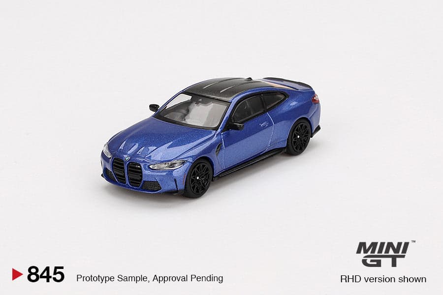 Macheta auto BMW M4 Competition (G82) Portimao Blue, 2024 (LHD) 1:64 MIniGT