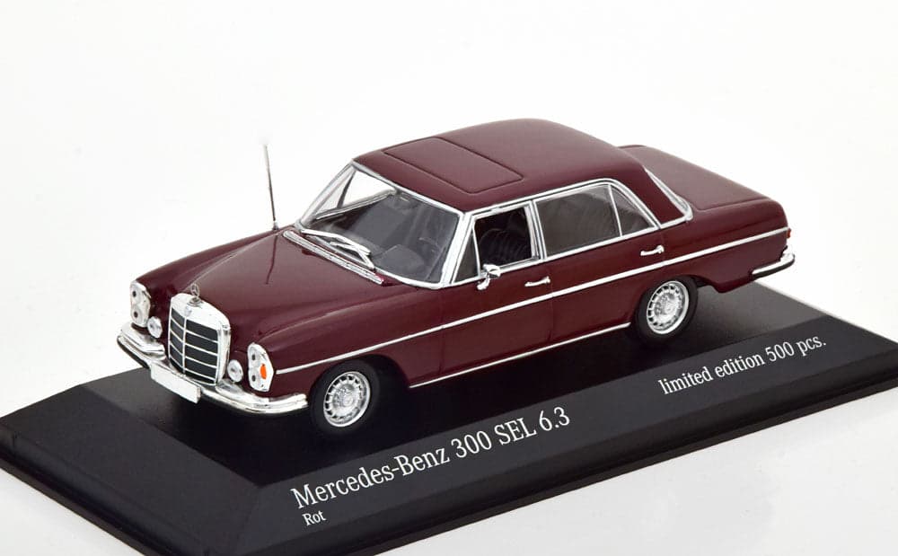 Macheta auto Mercedes 300 SEL 6.3 W109 Rosu 1968 1:43 Minichamps