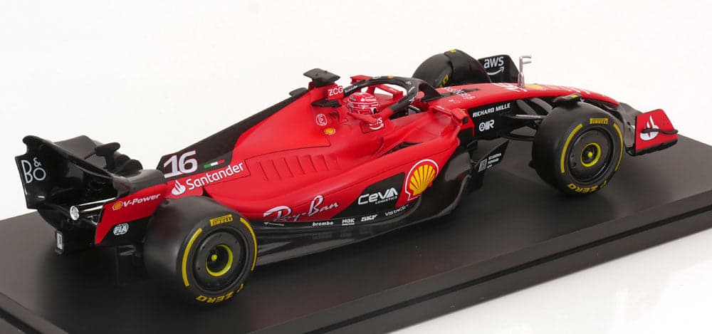 Macheta auto Ferrari SF23 #16 Formula 1 2023 Charles Leclerc cu vitrina inclusa  1:18 Bburago - 2
