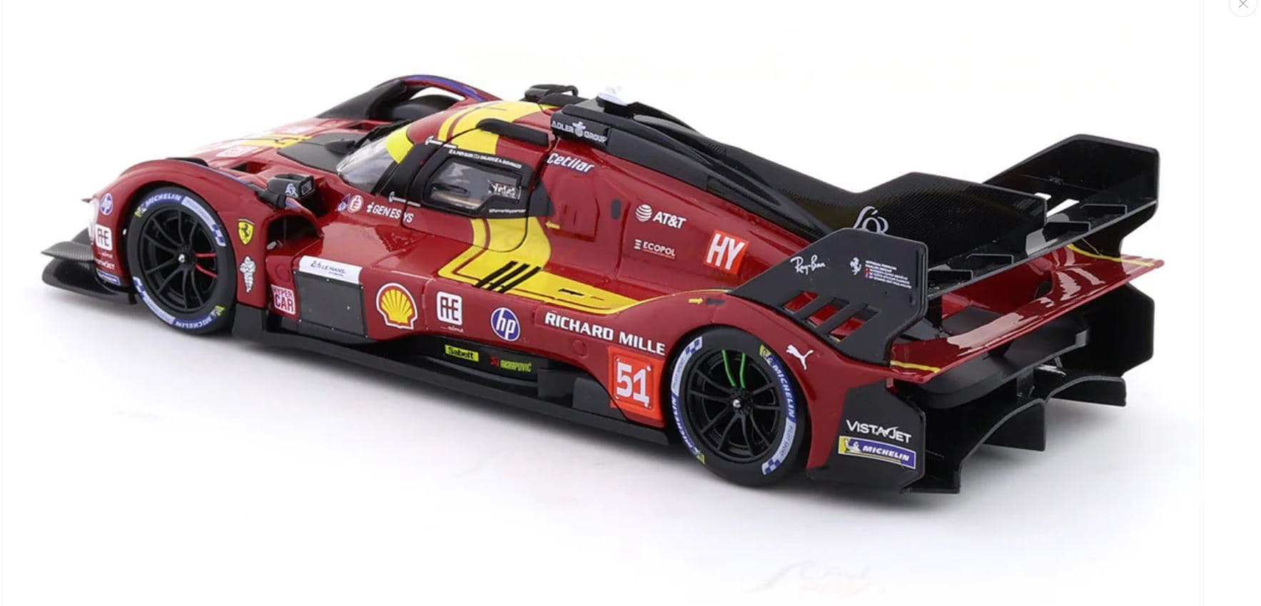 Macheta auto FERRARI Ferrari 499P 3.0L TURBO V6 #51 PIER GUIDI/CALADO/GIOVINAZZI 3rd 24H LE MANS 2025 1:24 Bburago - 2