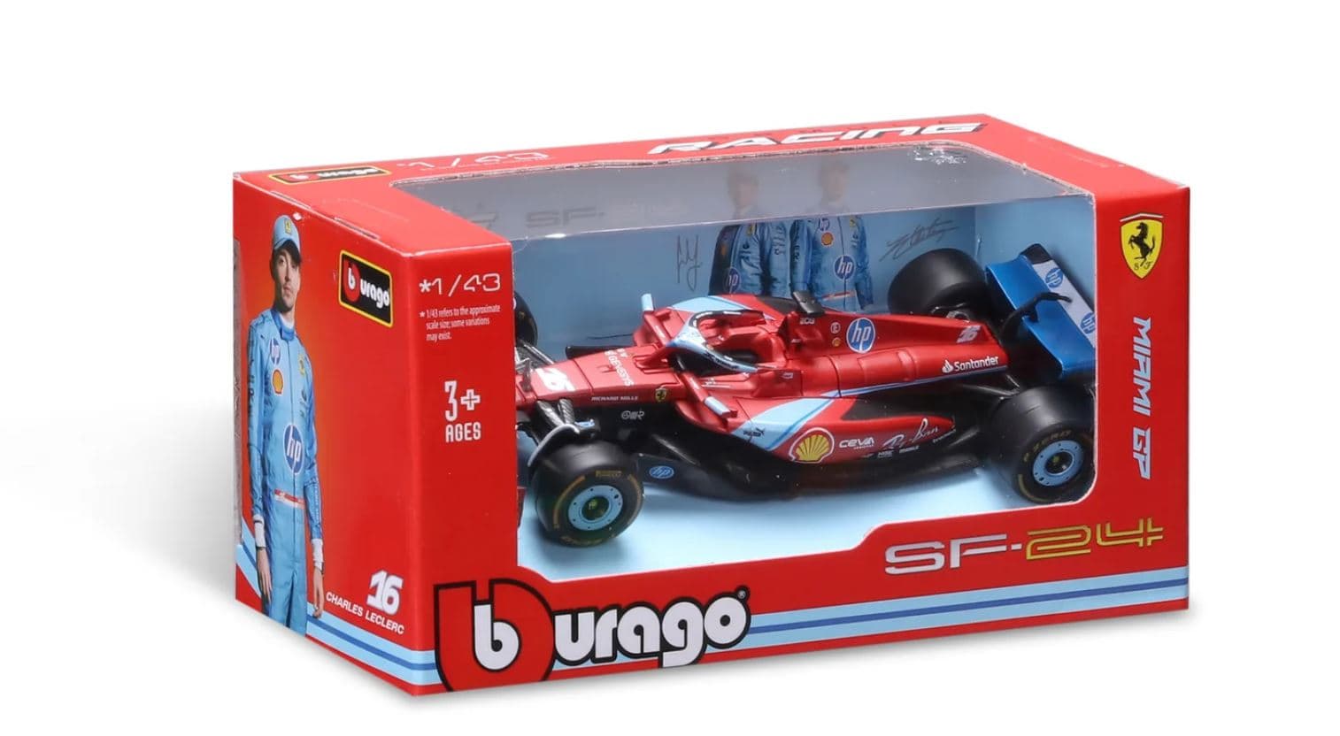 Macheta auto Ferrari F1 SF-24 Charles Leclerc #16 Miami GP 2024 Livery 1:43 Bburago - 2