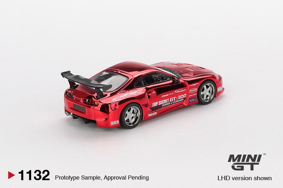 Macheta auto Toyota Supra (A80) Top Secret GT-300 Top Secret Red Chrome 2014 1:64 MIniGT - 2