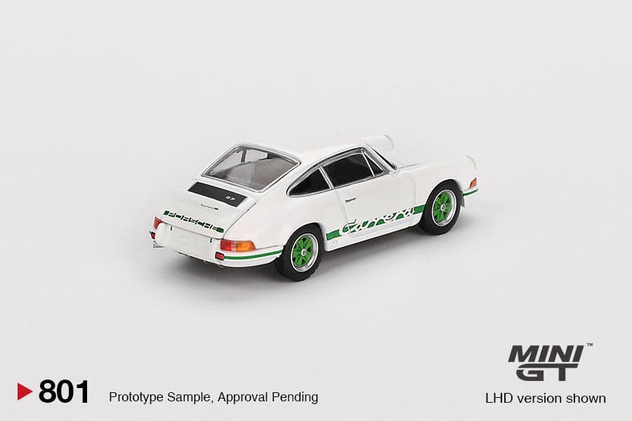 Macheta auto Porsche 911 Carrera RS 2.7 Grand Prix White with Green Livery 1973 (LHD) 1:64 MIniGT - 2