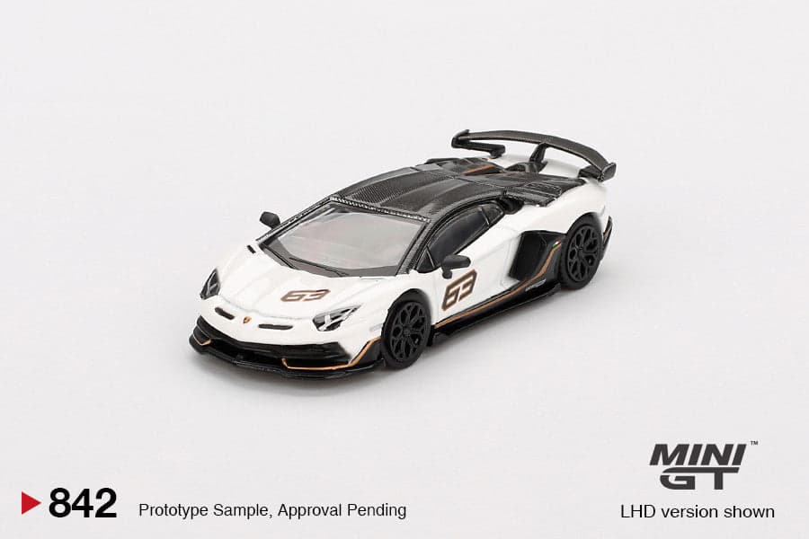 Macheta auto  Lamborghini Aventador SVJ 63 Bianco Asopo, 2022 (LHD) 1:64 MIniGT